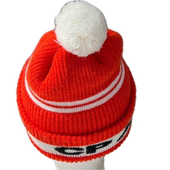 Canadian Pacific Hat Beanie Toque CP Air Orange White Pompom Double Layer 1 Size - Picture 4 of 7